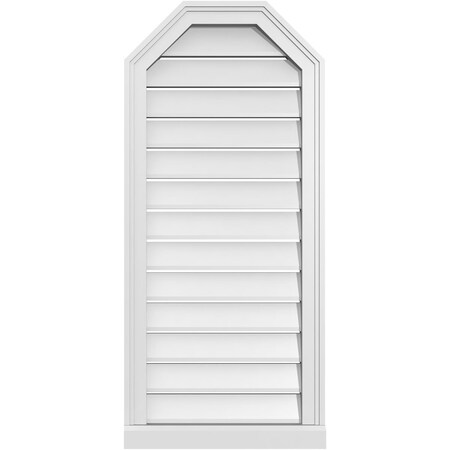 Ekena Millwork Octagonal Top Surface Mount PVC Gable Vent w/ 2"W x 2"P Brickmould Sill Frame, 18"W x 40"H GVPOT18X4003SF